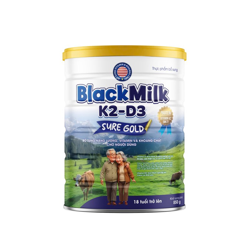 Hộp BlackMilk K2-D3 Sure Gold 850 g