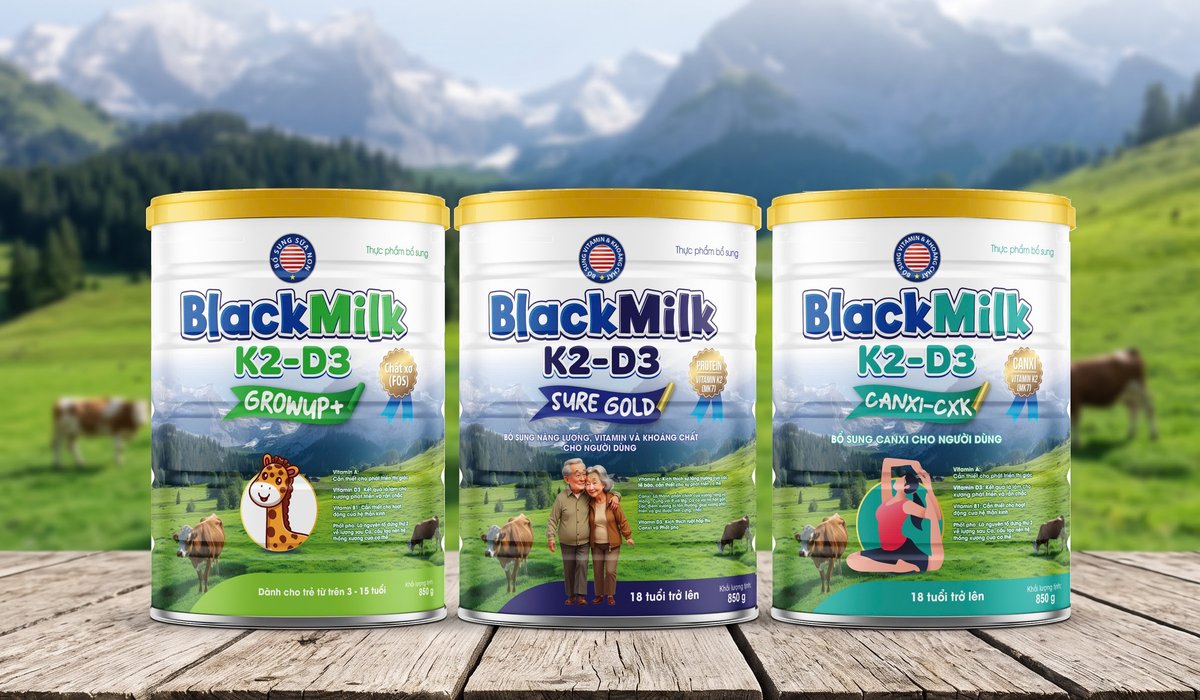 Ba hộp sữa thuộc dòng BlackMilk K2-D3