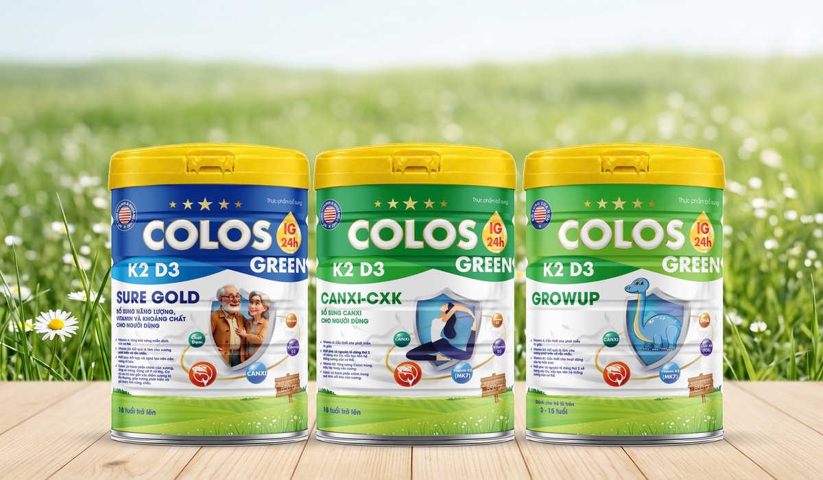 Ba hộp sữa thuộc dòng Colos Green