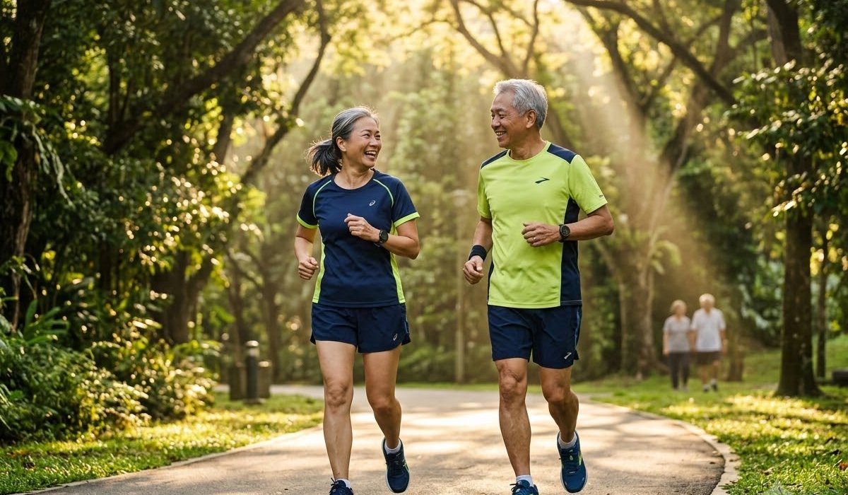 Người cao tuổi vận động ngoài trời khỏe mạnh, dẻo dai