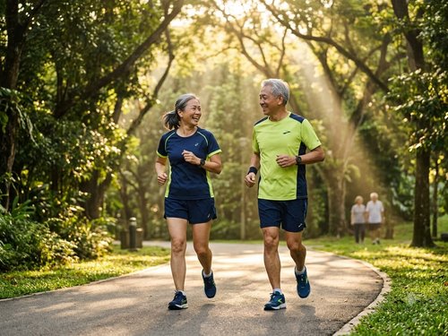 Người cao tuổi vận động ngoài trời khỏe mạnh, dẻo dai